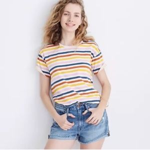 Madewell Whisper Tee Shirt Medium Stripe A217